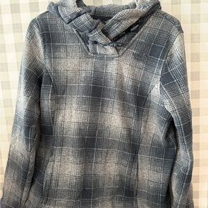 Gray Plaid North Face Hooded Sweater